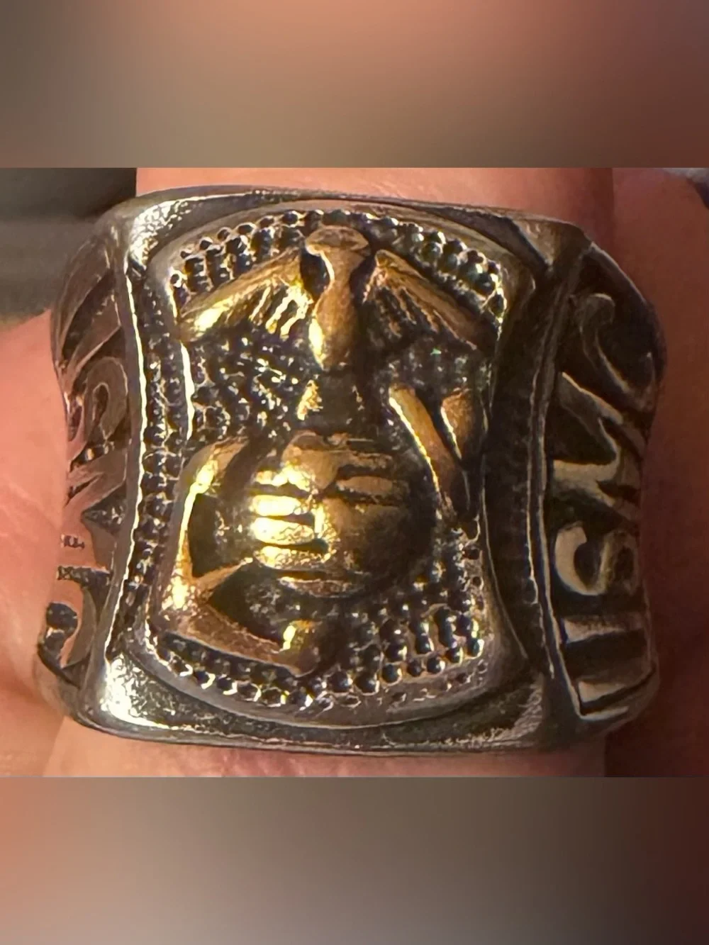 USMC Vintage Style Military Ring in Silver and Gold Tones